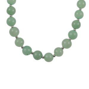 Green Aventurine 10mm Beaded Necklace 18-20 Inches in Stainless Steel 240.00 ctw